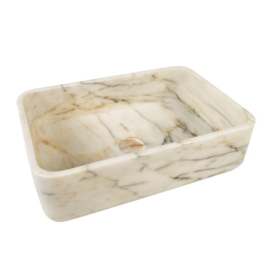 LAVABO PICASSO in marmo naturale 45,5x32,5x13cm- CIPÍ lavandino da appoggio con venature artistiche uniche