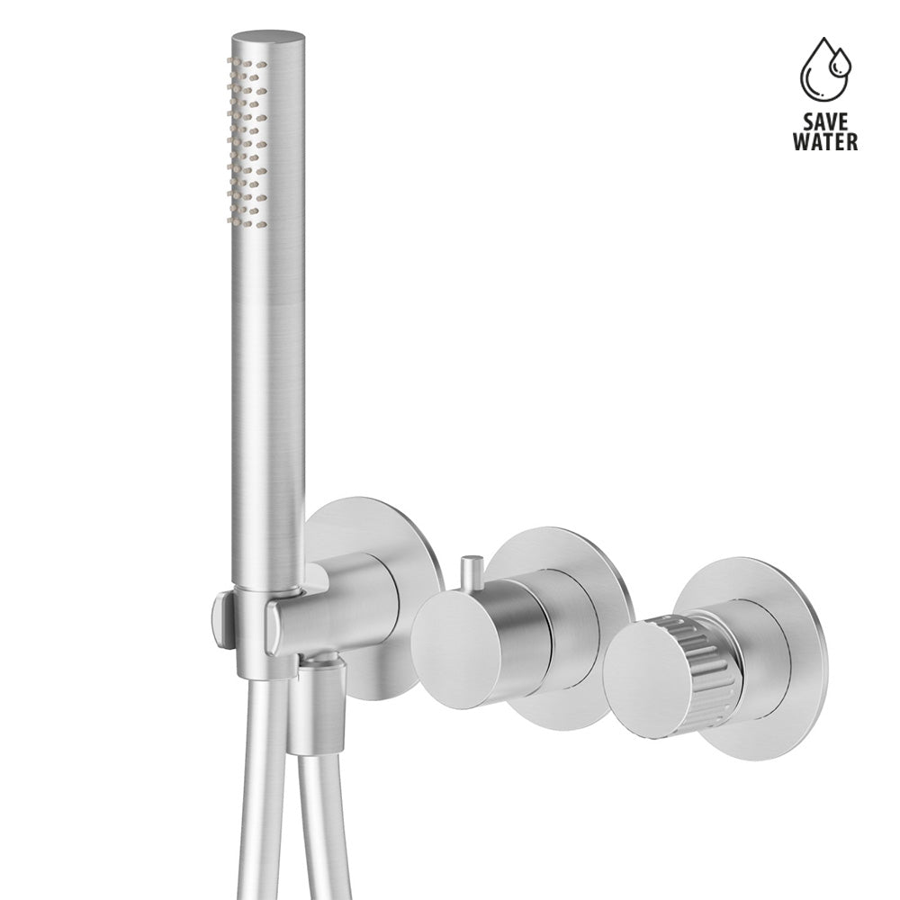 Gruppo Doccia a Incasso con Doccetta e Deviatore 2 Uscite Newform Steel Line Inox