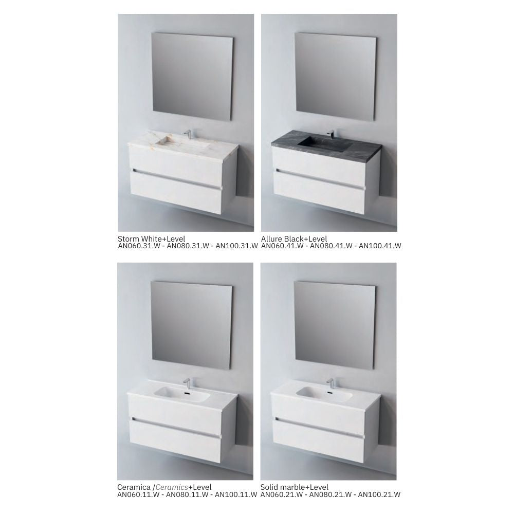 # MOBILE SOSPESO F4 ANCONA LACCATO BIANCO LUCIDO 80Cm - NOFER mobile da bagno con 2 cassetti