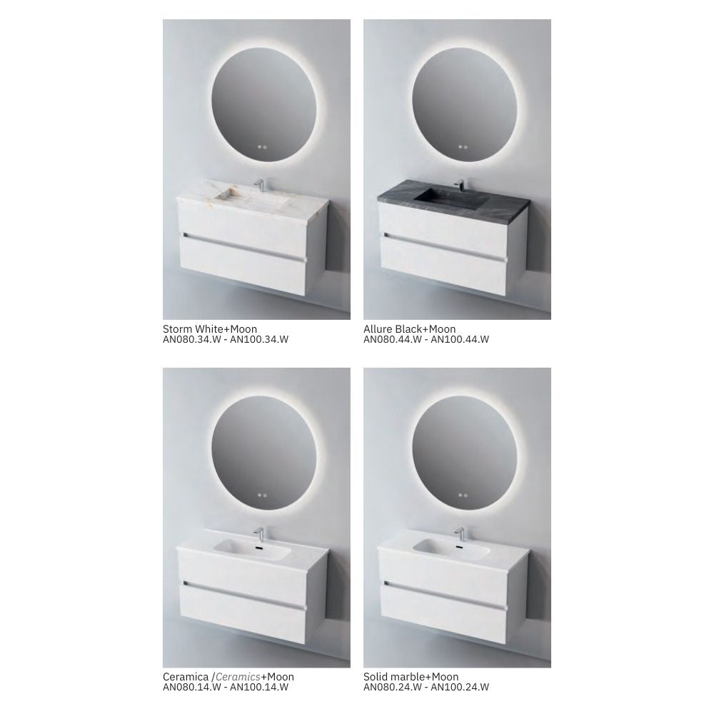 # MOBILE SOSPESO F4 ANCONA LACCATO BIANCO LUCIDO 80Cm - NOFER mobile da bagno con 2 cassetti