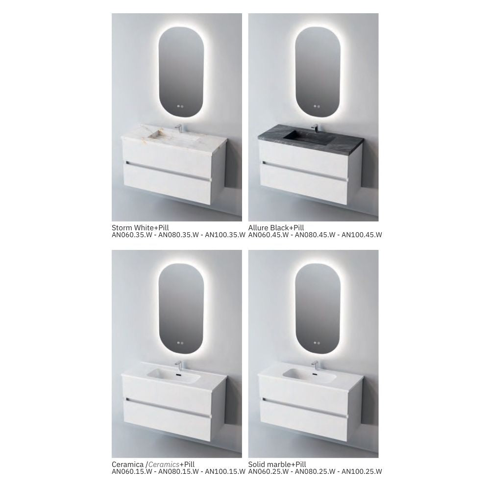 # MOBILE SOSPESO F4 ANCONA LACCATO BIANCO LUCIDO 80Cm - NOFER mobile da bagno con 2 cassetti