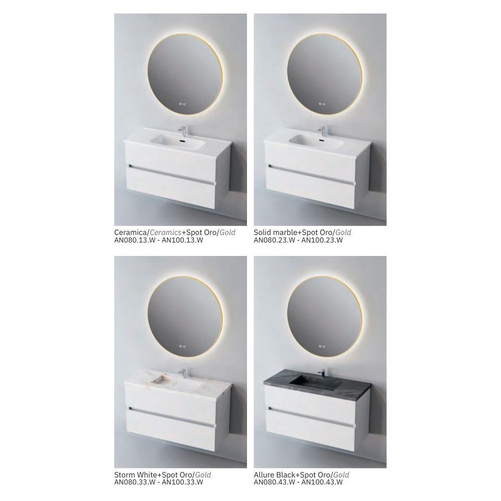 # MOBILE SOSPESO F4 ANCONA LACCATO BIANCO LUCIDO 80Cm - NOFER mobile da bagno con 2 cassetti