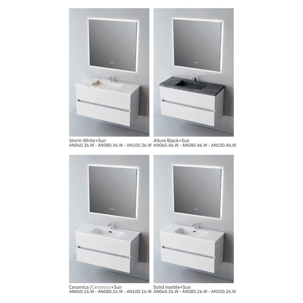 # MOBILE SOSPESO F4 ANCONA LACCATO BIANCO LUCIDO 60Cm - NOFER mobile da bagno con 2 cassetti