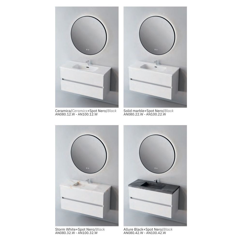 # MOBILE SOSPESO F4 ANCONA LACCATO BIANCO LUCIDO 80Cm - NOFER mobile da bagno con 2 cassetti