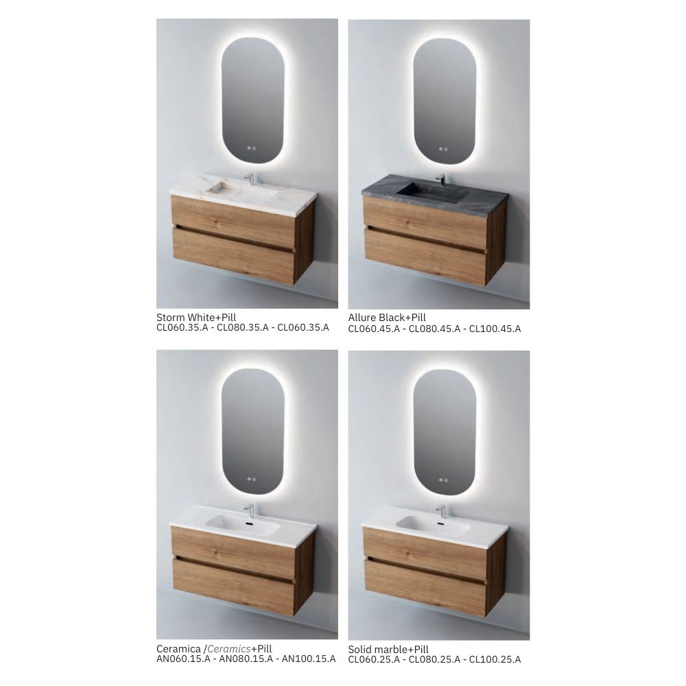 # MOBILE SOSPESO F4 ANCONA LEGNO LAMINATO ART 80Cm - NOFER mobile bagno con 2 cassetti