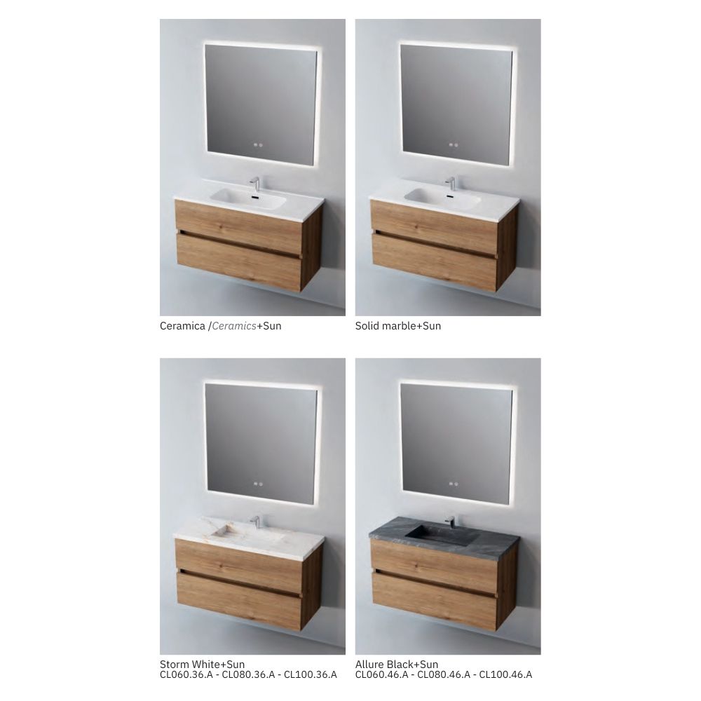 # MOBILE SOSPESO F4 ANCONA LEGNO LAMINATO ART 80Cm - NOFER mobile bagno con 2 cassetti