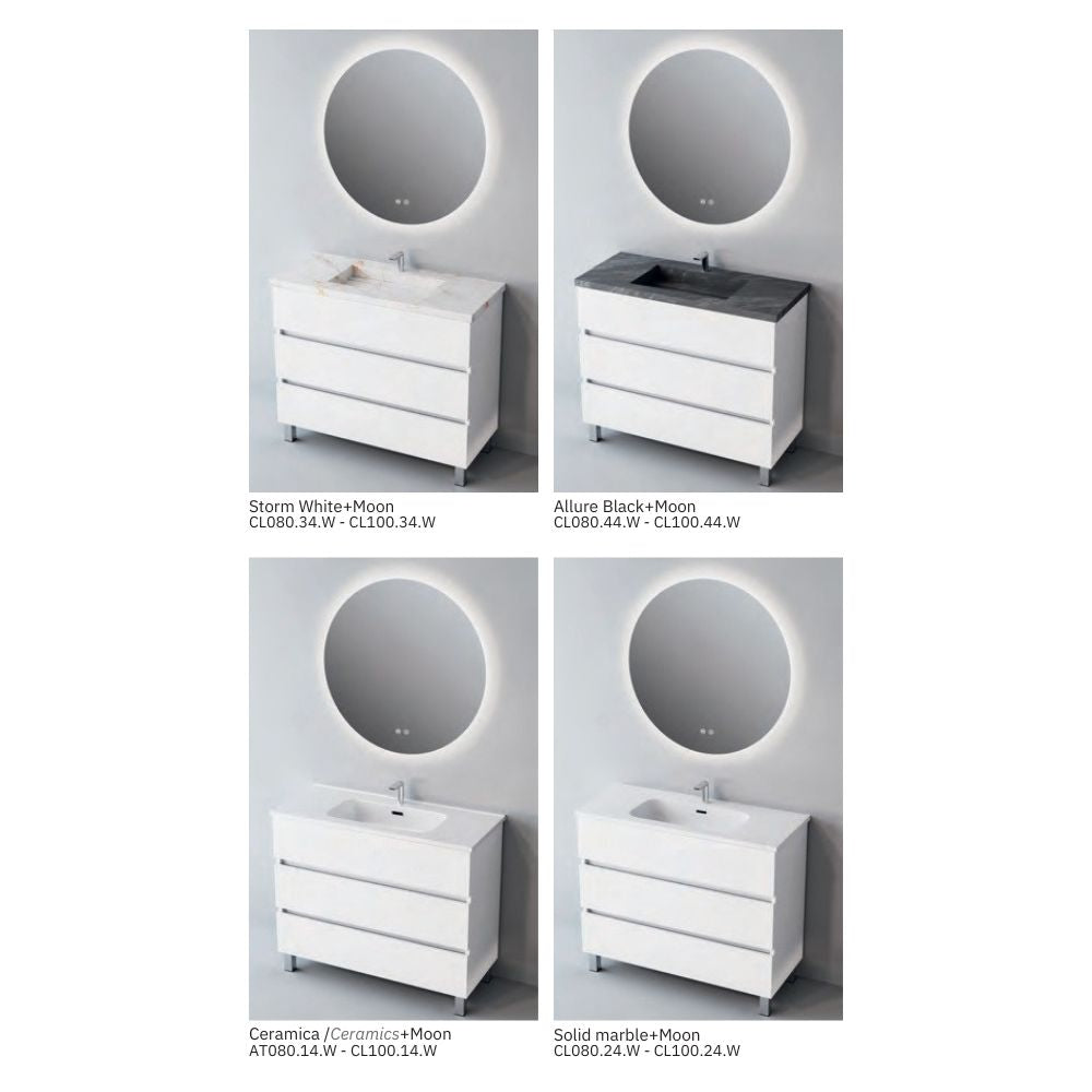# MOBILE F4 ATRANI LACCATO BIANCO LUCIDO 100Cm - NOFER mobile da bagno elegante con 3 cassetti