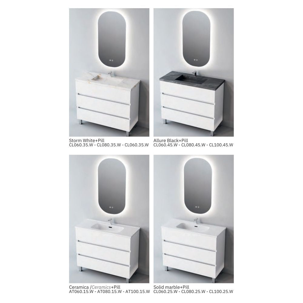 # MOBILE F4 ATRANI LACCATO BIANCO LUCIDO 100Cm - NOFER mobile da bagno elegante con 3 cassetti