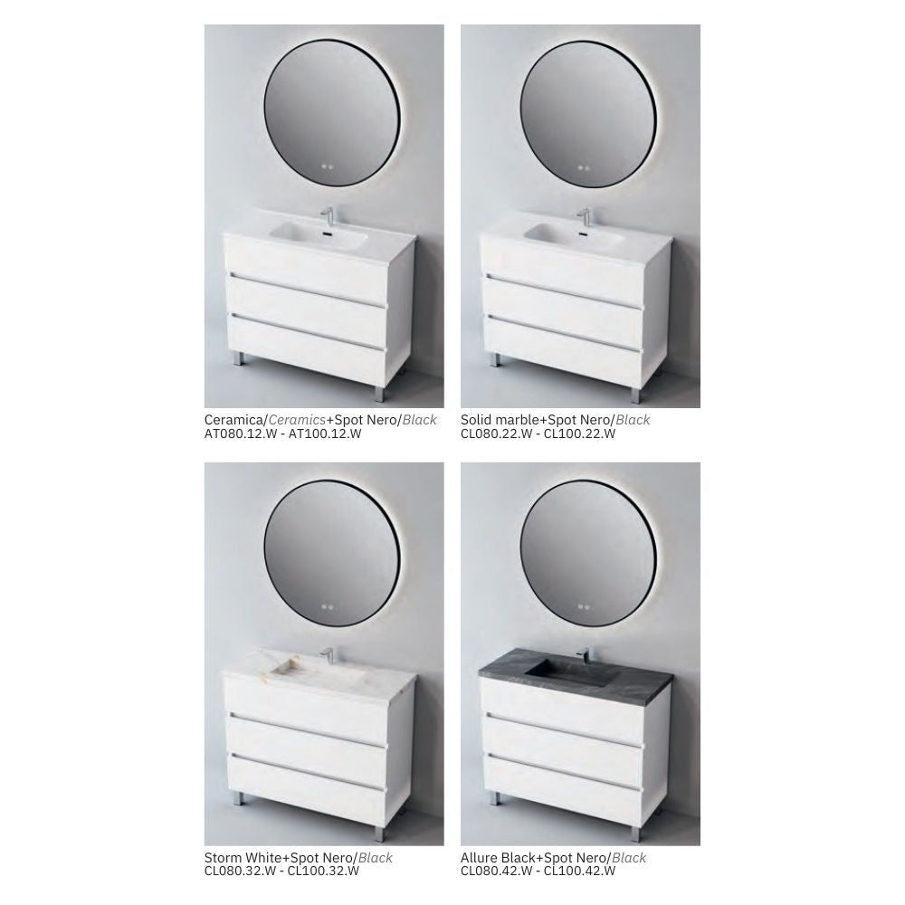 # MOBILE F4 ATRANI LACCATO BIANCO LUCIDO 100Cm - NOFER mobile da bagno elegante con 3 cassetti