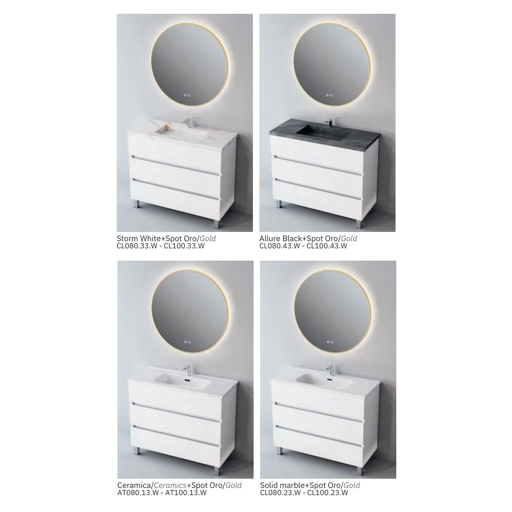 # MOBILE F4 ATRANI LACCATO BIANCO LUCIDO 80Cm - NOFER mobile da bagno elegante con 3 cassetti