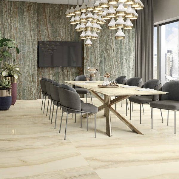 # AESTHETICA WILDE - LA FABBRICA AVA gres porcellanato con venature avvolgenti effetto pietra onice
