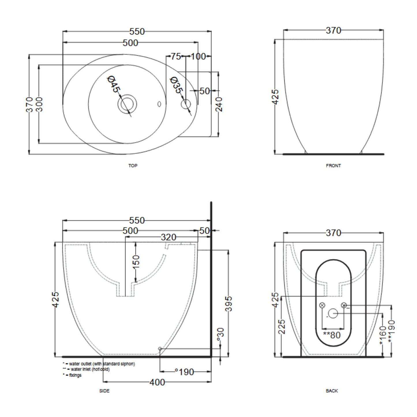 # BIDET A TERRA FILO MURO LE GIARE in ceramica - CIELO dal design sinuoso e le sue forme ovali continue e armoniche
