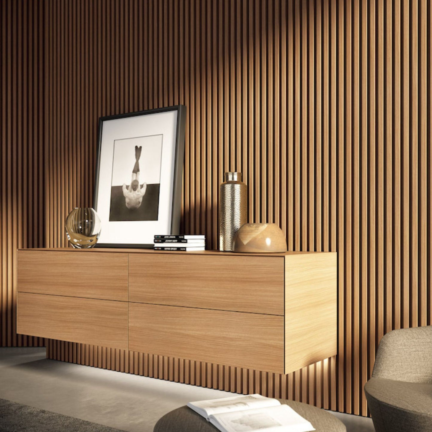 # BOISERIE DOGA - RES ITALIA Rivestimenti per pareti con doghe verticali e finiture personalizzabili