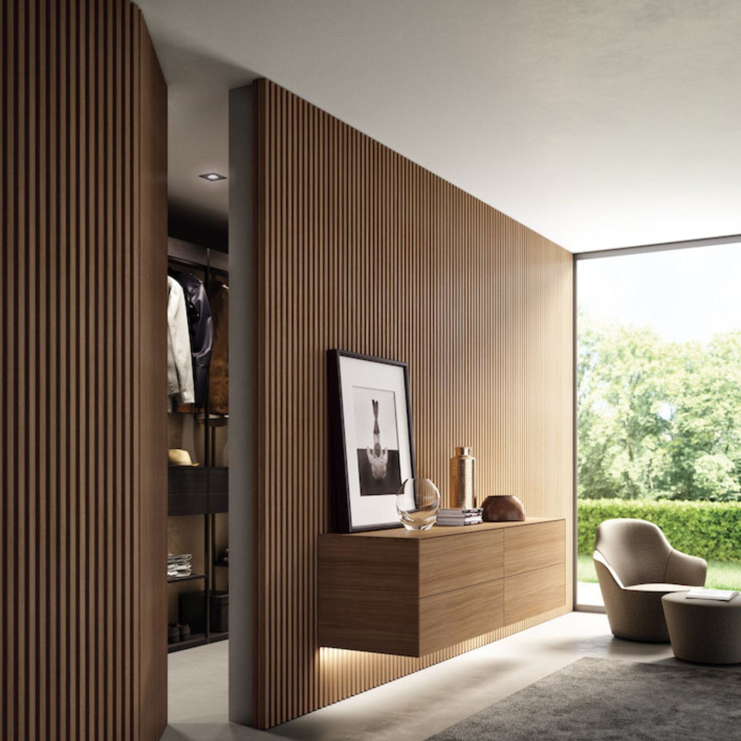# BOISERIE DOGA - RES ITALIA Rivestimenti per pareti con doghe verticali e finiture personalizzabili