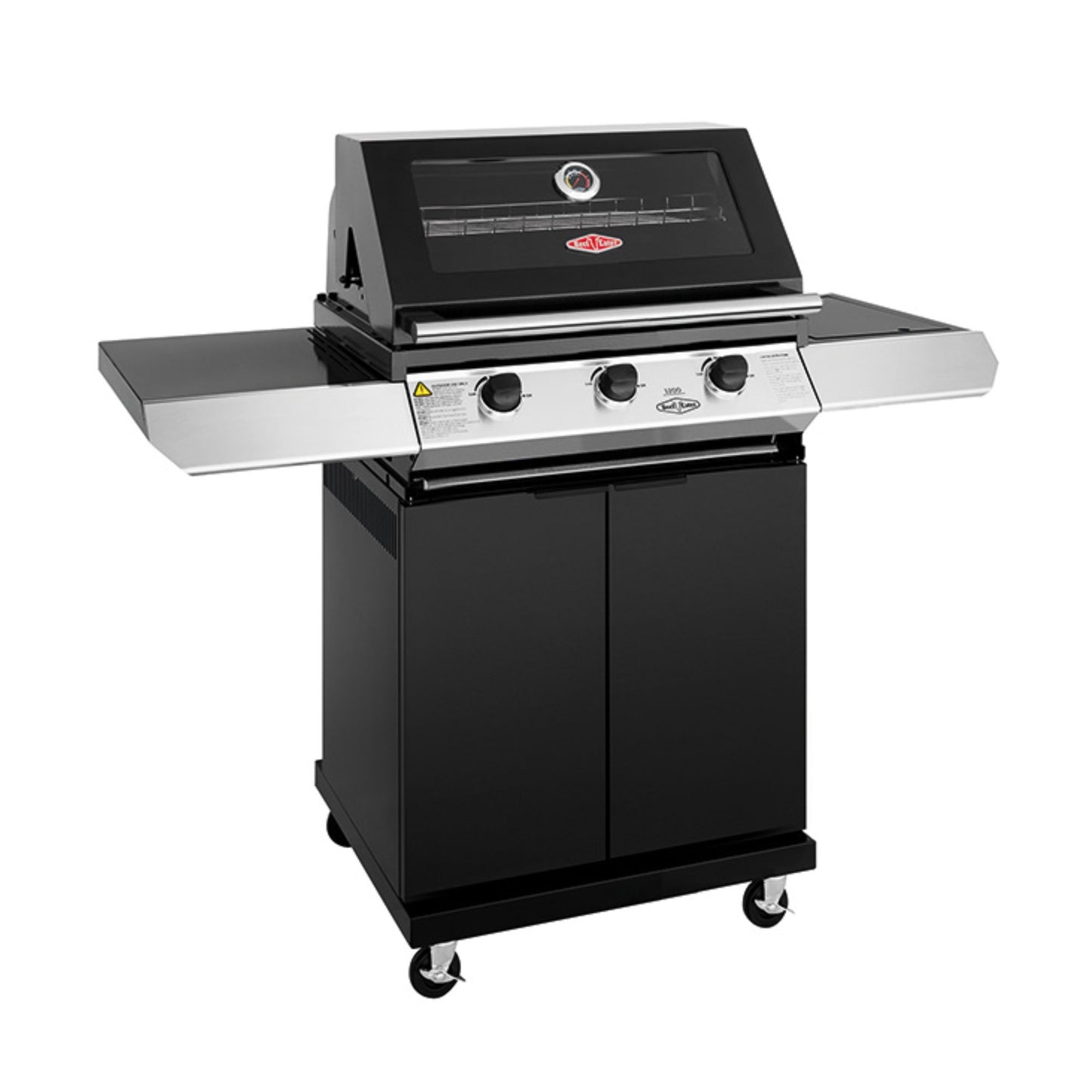 Barbecue con carrello BBQ DISCOVERY 1200E 3 fuochi - IL BRACERE griglia e piastra in ghisa, acciaio inox, fornello laterale 4,2 kW, potenza totale 16,7 kW