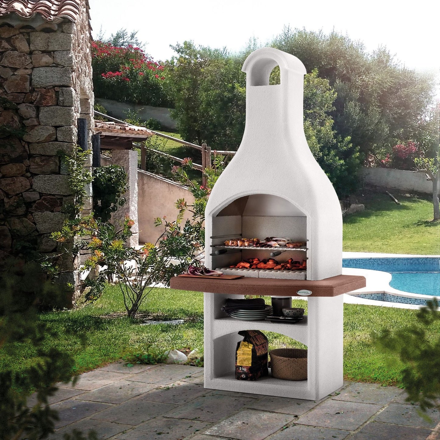 Barbecue in cemento a carbonella TIRRENIA da esterno - PALAZZETTI Area grill ideale per giardino o terrazza