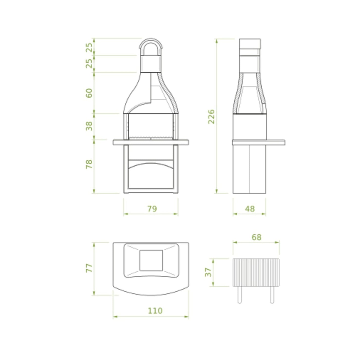 Barbecue in cemento a carbonella TIRRENIA da esterno - PALAZZETTI Area grill ideale per giardino o terrazza