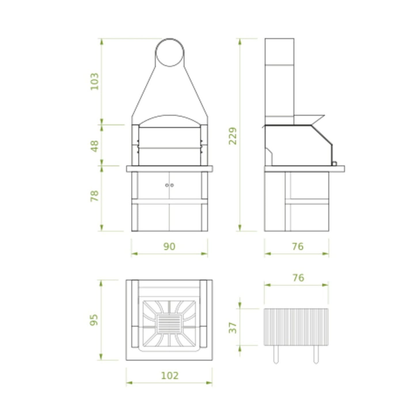 Barbecue in cemento a legna MAXIME con griglia inox - PALAZZETTI design moderno e compatibile con moduli cucina da esterno