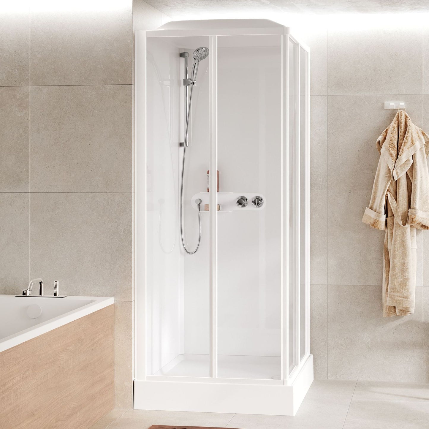 # CABINA DOCCIA MULTIFUNZIONE Media Glass A - NOVELLINI apertuna 2 ante scorrevoli e 2 fisse