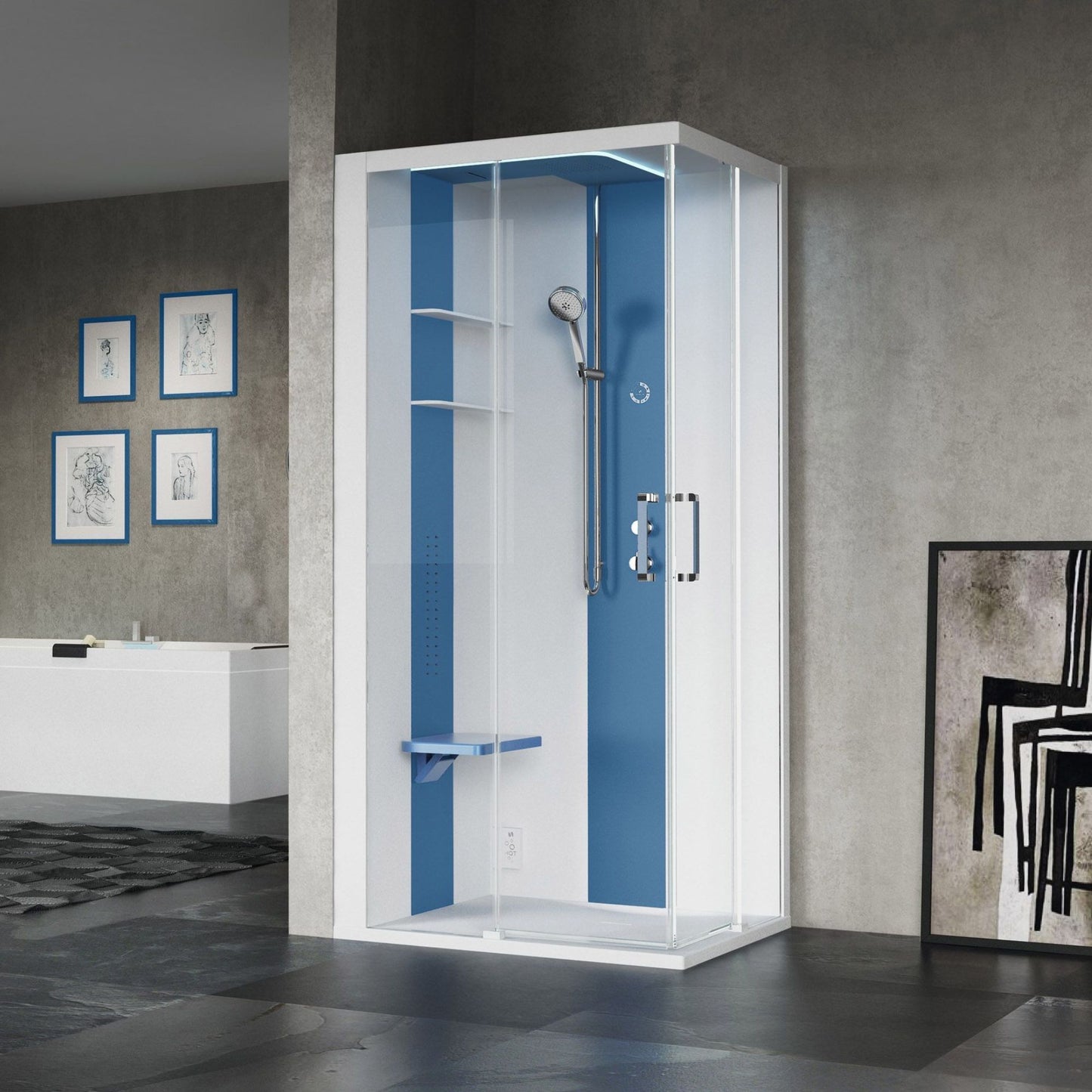 # CABINA DOCCIA MULTIFUNZIONE Skill A100X80 - NOVELLINI apertura 2 ante scorrevoli e 2 fisse in linea