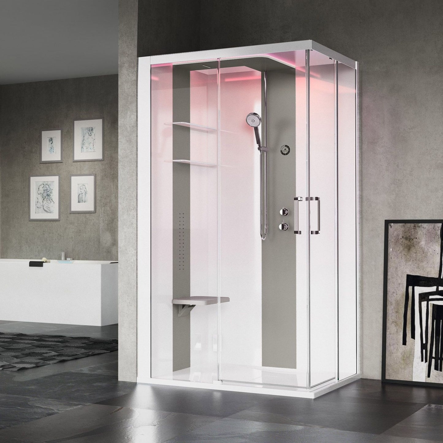 # CABINA DOCCIA MULTIFUNZIONE Skill A120X80 - NOVELLINI apertura 2 ante scorrevoli e 2 fisse in linea