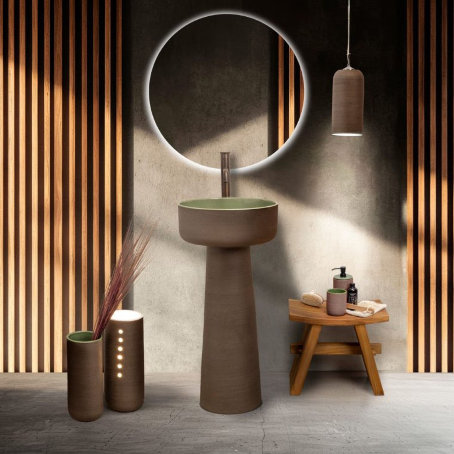 COLONNA CON LAVABO INDEX TERRA PEDESTAL IN TERRACOTTA - CIPÍ Made in Italy, design bagno moderno di alta qualità