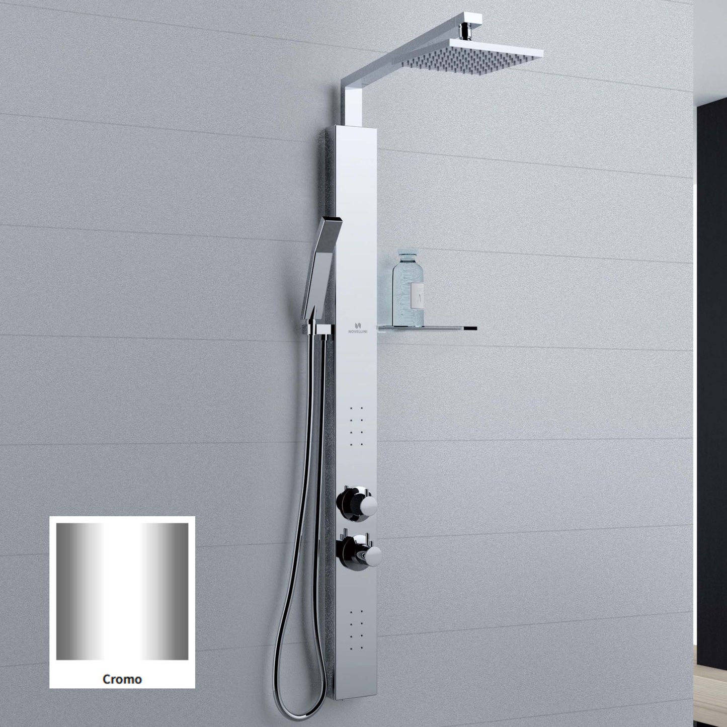 # COLONNA DOCCIA ATTREZZATA Revif Plus - NOVELLINI in acciaio inox lucido super mirror e soffione