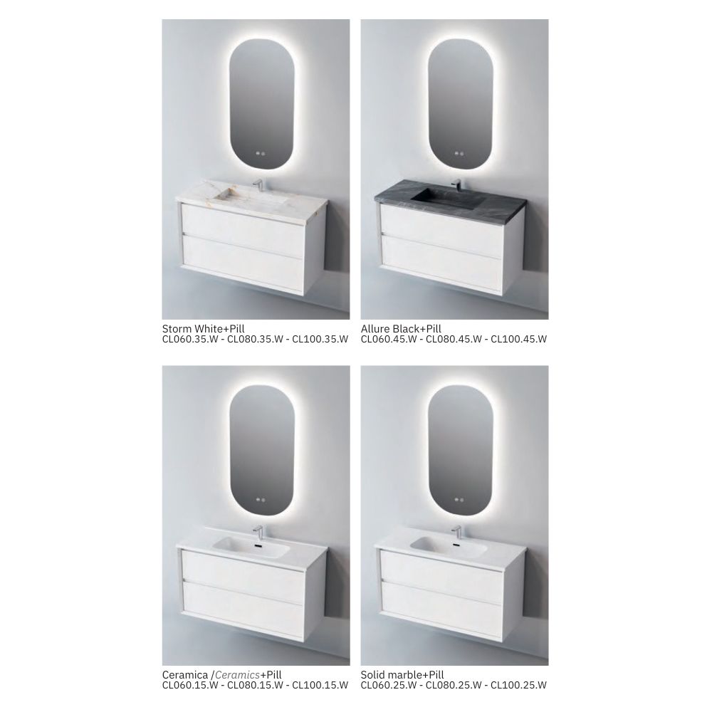 # MOBILE F5 COOL BIANCO OPACO 100Cm - NOFER in Compensato Marino, design elegante e resistente per il Bagno