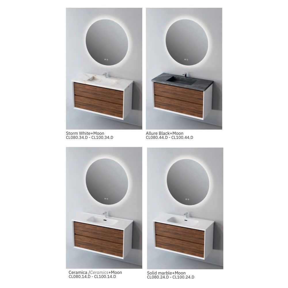 # MOBILE F5 COOL BIANCO OPACO e NOCE 80Cm - NOFER in Compensato Marino, design elegante e resistente per il Bagno