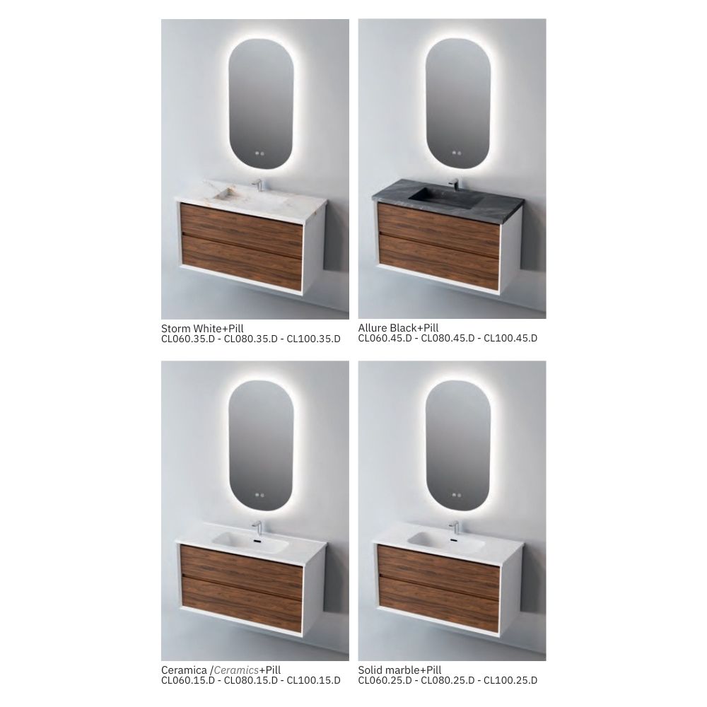 # MOBILE F5 COOL BIANCO OPACO e NOCE 80Cm - NOFER in Compensato Marino, design elegante e resistente per il Bagno