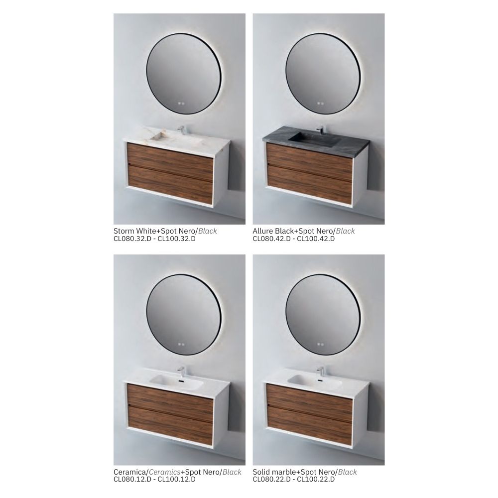 # MOBILE F5 COOL BIANCO OPACO e NOCE 100Cm - NOFER in Compensato Marino, design elegante e resistente per il Bagno