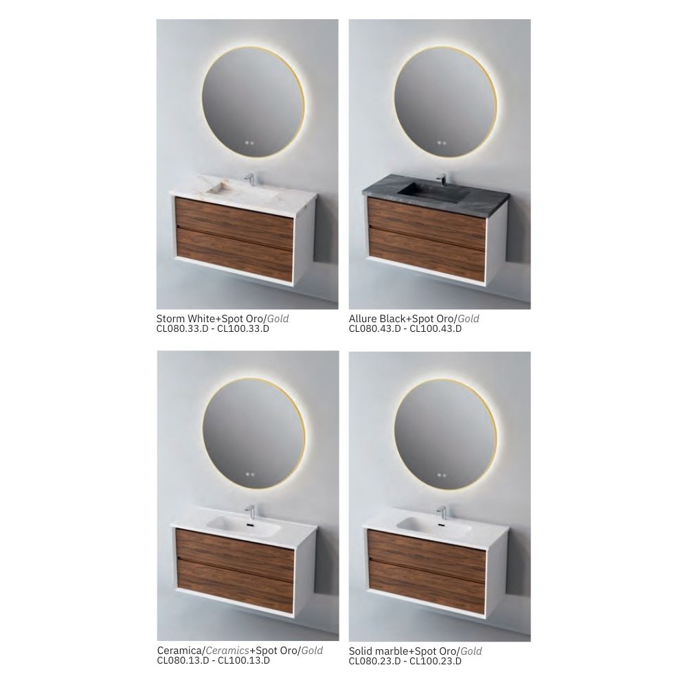 # MOBILE F5 COOL BIANCO OPACO e NOCE 100Cm - NOFER in Compensato Marino, design elegante e resistente per il Bagno