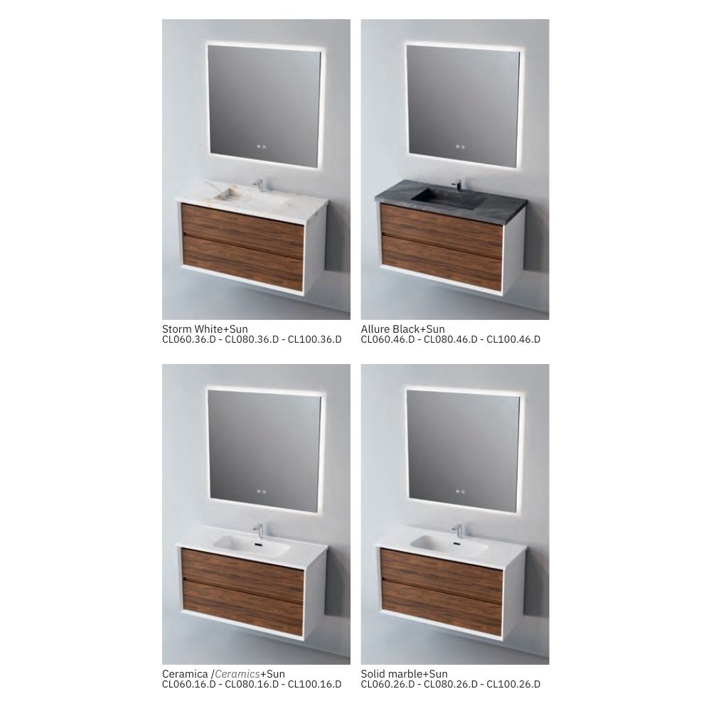 # MOBILE F5 COOL BIANCO OPACO e NOCE 80Cm - NOFER in Compensato Marino, design elegante e resistente per il Bagno