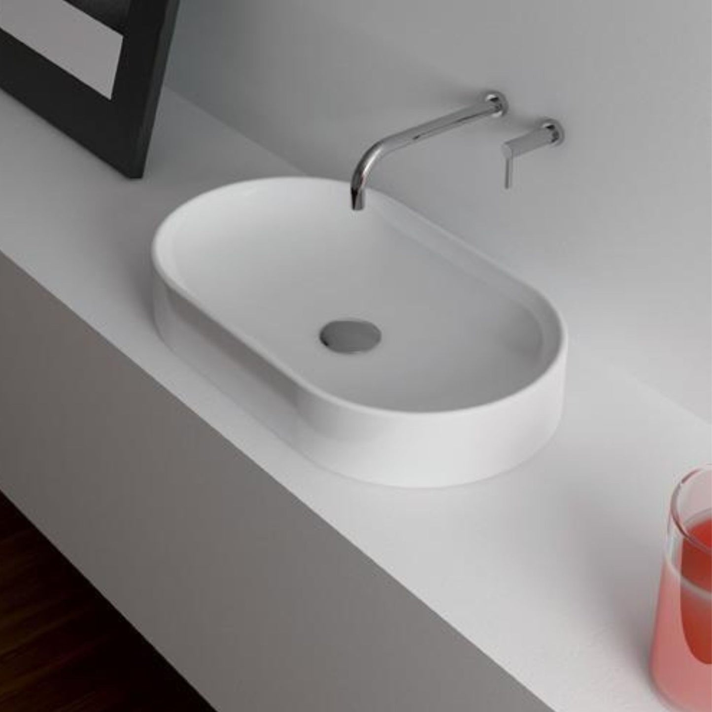 DOMUSFALERII MISURA LAVABO BIANCO OVALE da appoggio 30x49cm in ceramica