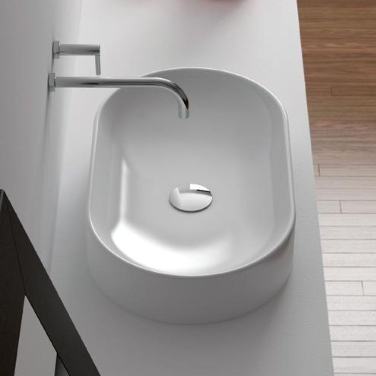DOMUSFALERII MISURA LAVABO BIANCO OVALE da appoggio 30x49cm in ceramica