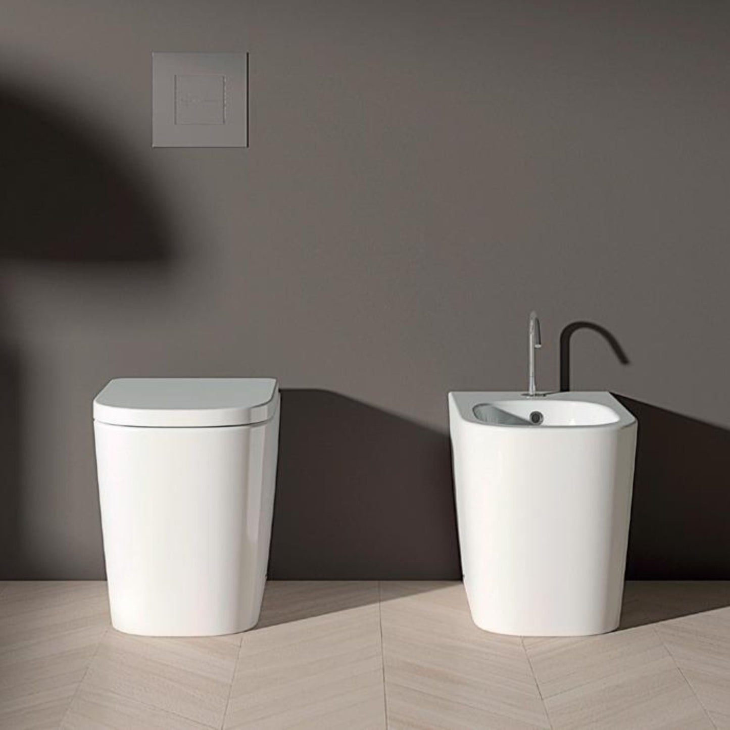 DOMUSFALERII QUADRA BIDET BIANCO 36x52 FILO MURO sanitari a terra