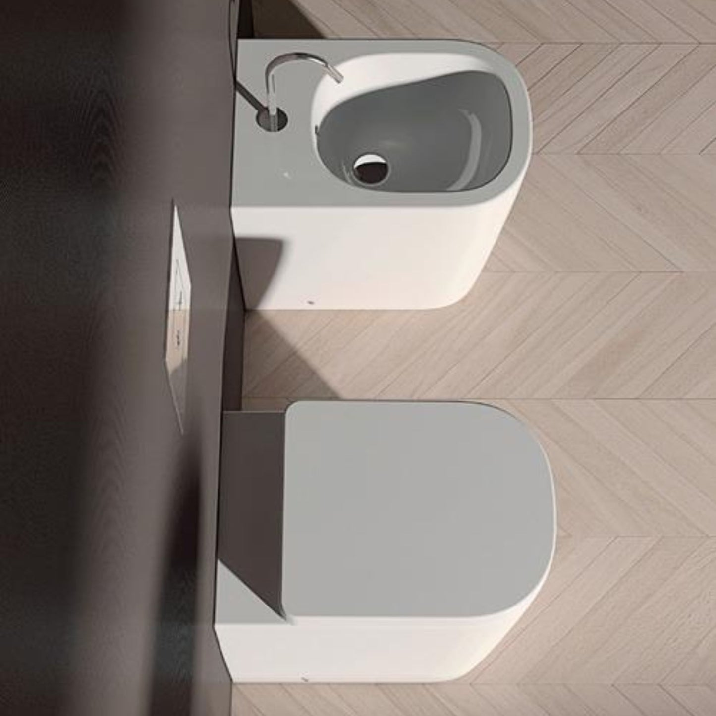 DOMUSFALERII QUADRA BIDET BIANCO 36x52 FILO MURO sanitari a terra