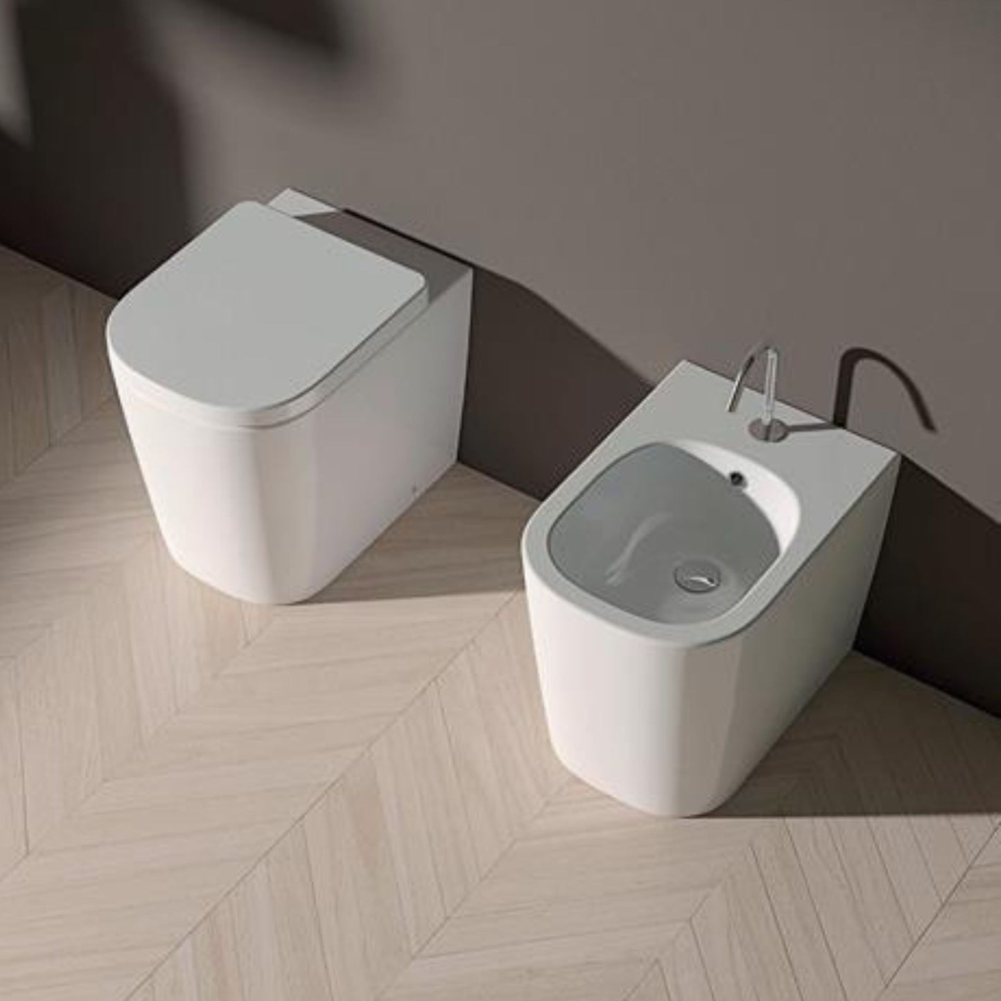 DOMUSFALERII QUADRA VASO RIMLESS A TERRA BIANCO sanitari wc in ceramica