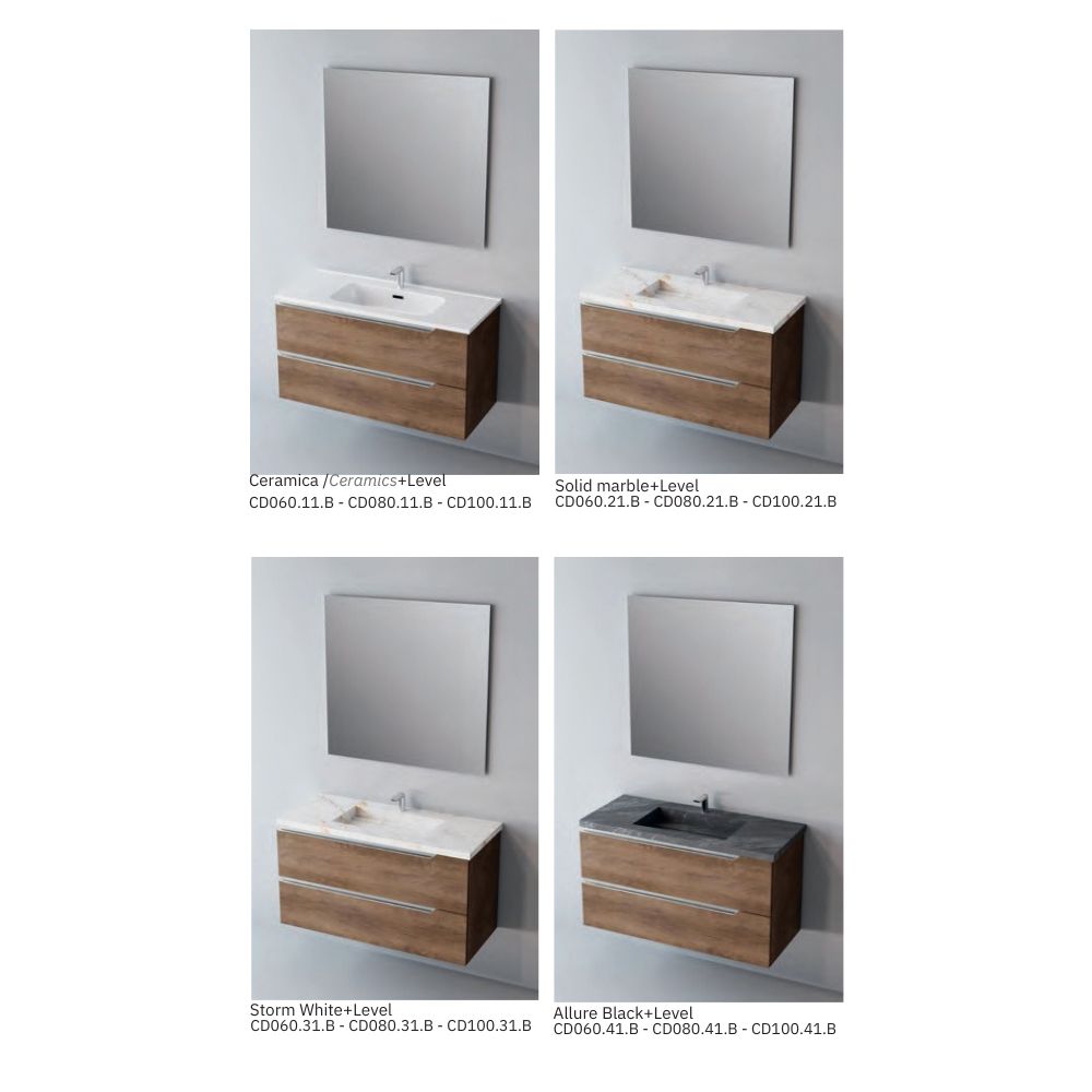 # MOBILE CONTRACT DUO LEGNO LAMINATO SHADOW E MANIGLIA IN ACCIAIO INOSSIDABILE LUCIDO 100Cm - NOFER mobile con 2 cassetti