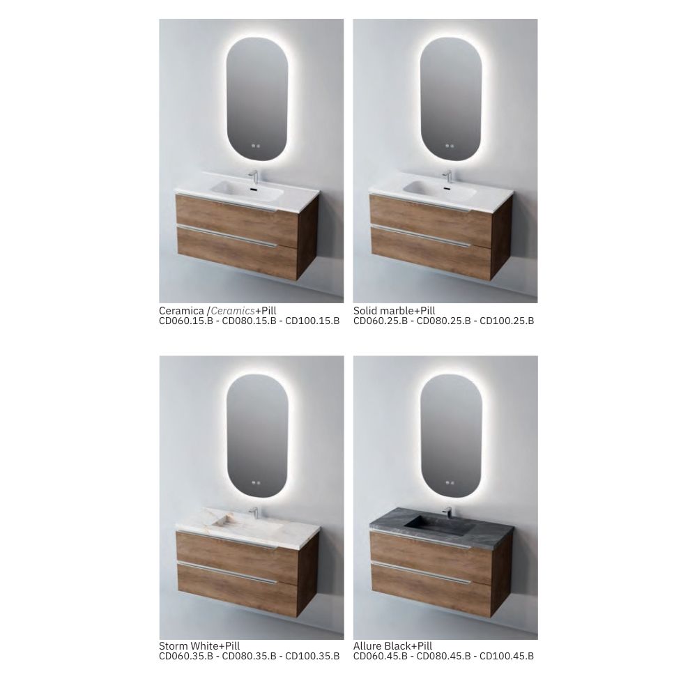 # MOBILE CONTRACT DUO LEGNO LAMINATO SHADOW E MANIGLIA IN ACCIAIO INOSSIDABILE LUCIDO 60Cm - NOFER mobile con 2 cassetti