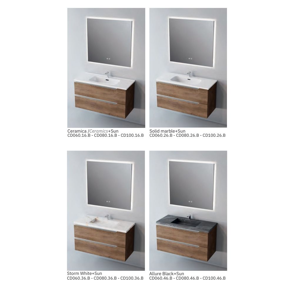 # MOBILE CONTRACT DUO LEGNO LAMINATO SHADOW E MANIGLIA IN ACCIAIO INOSSIDABILE LUCIDO 60Cm - NOFER mobile con 2 cassetti