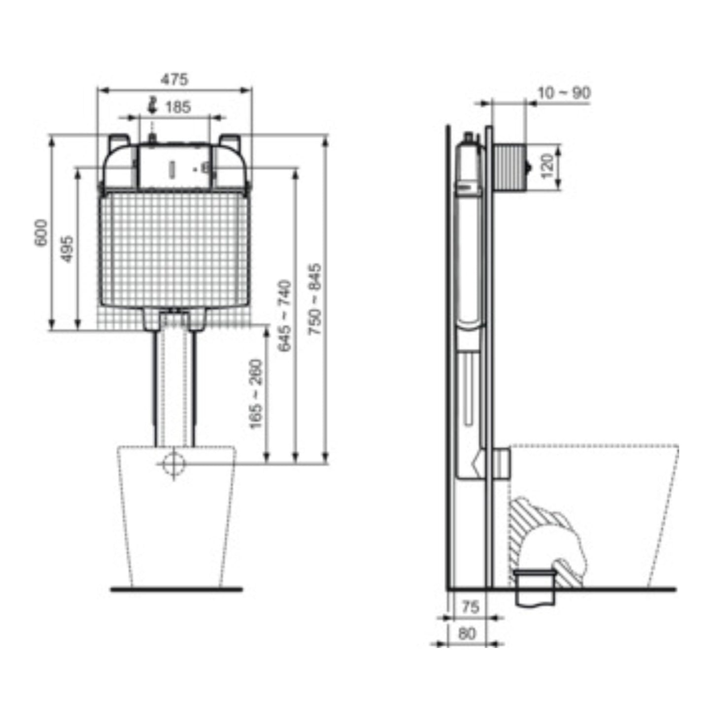 IDEAL STANDARD PROSYS 80 CASSETTA di SCARICO INCASSO portata 6 Litri