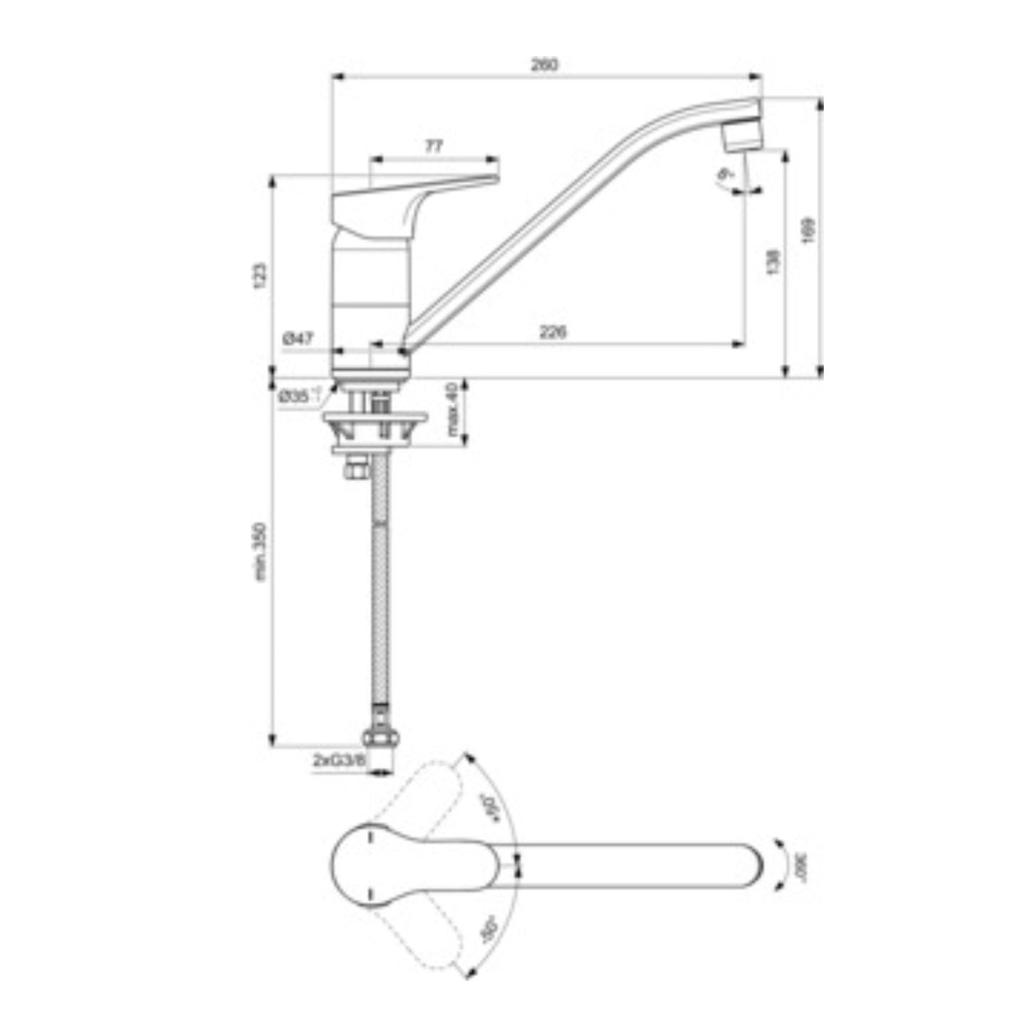 IDEAL STANDARD CERABASE MISCELATORE CUCINA CROMATO da appoggio a bocca bassa