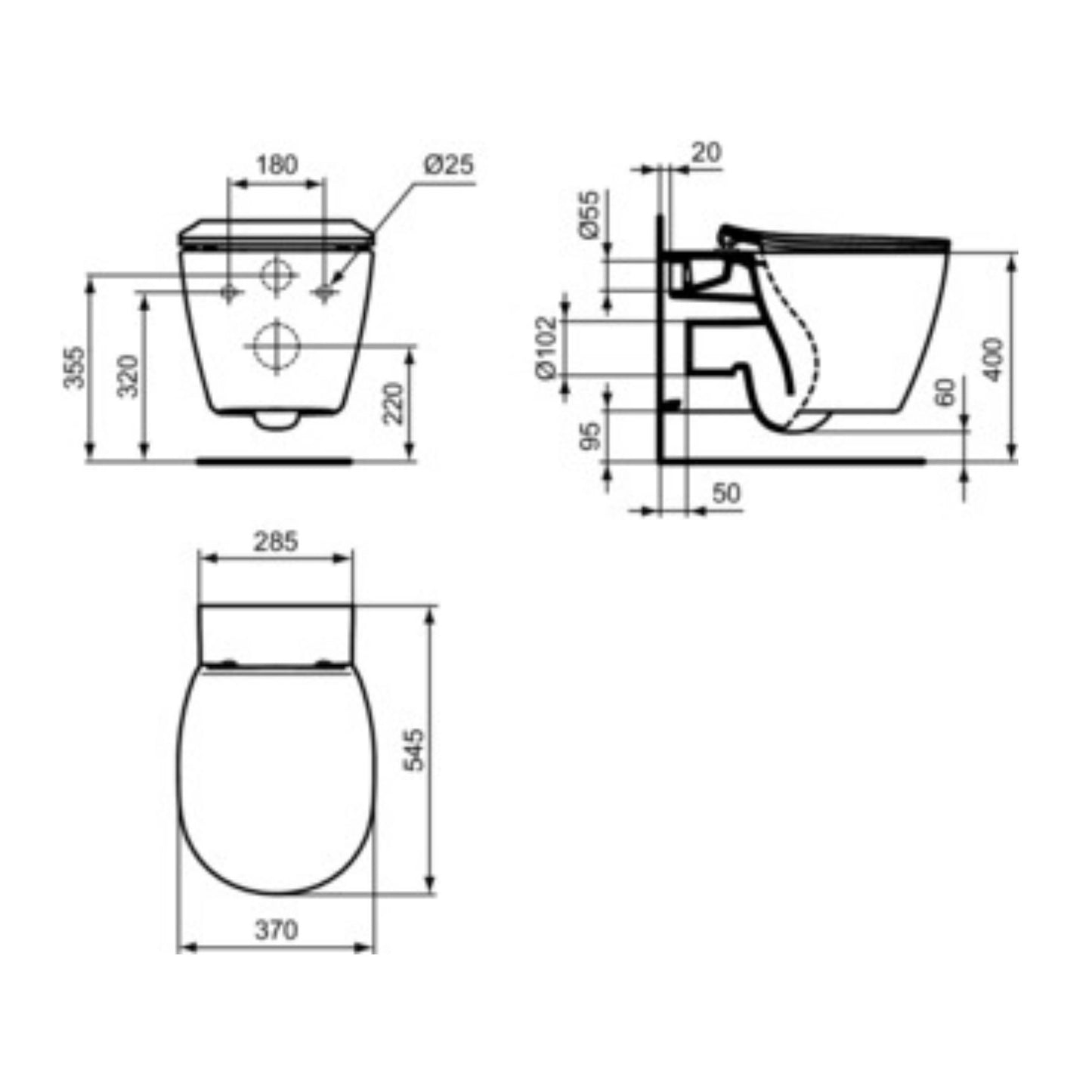 IDEAL STANDARD CONNECT VASO BIANCO SOSPESO AQUABLADE wc water bagno