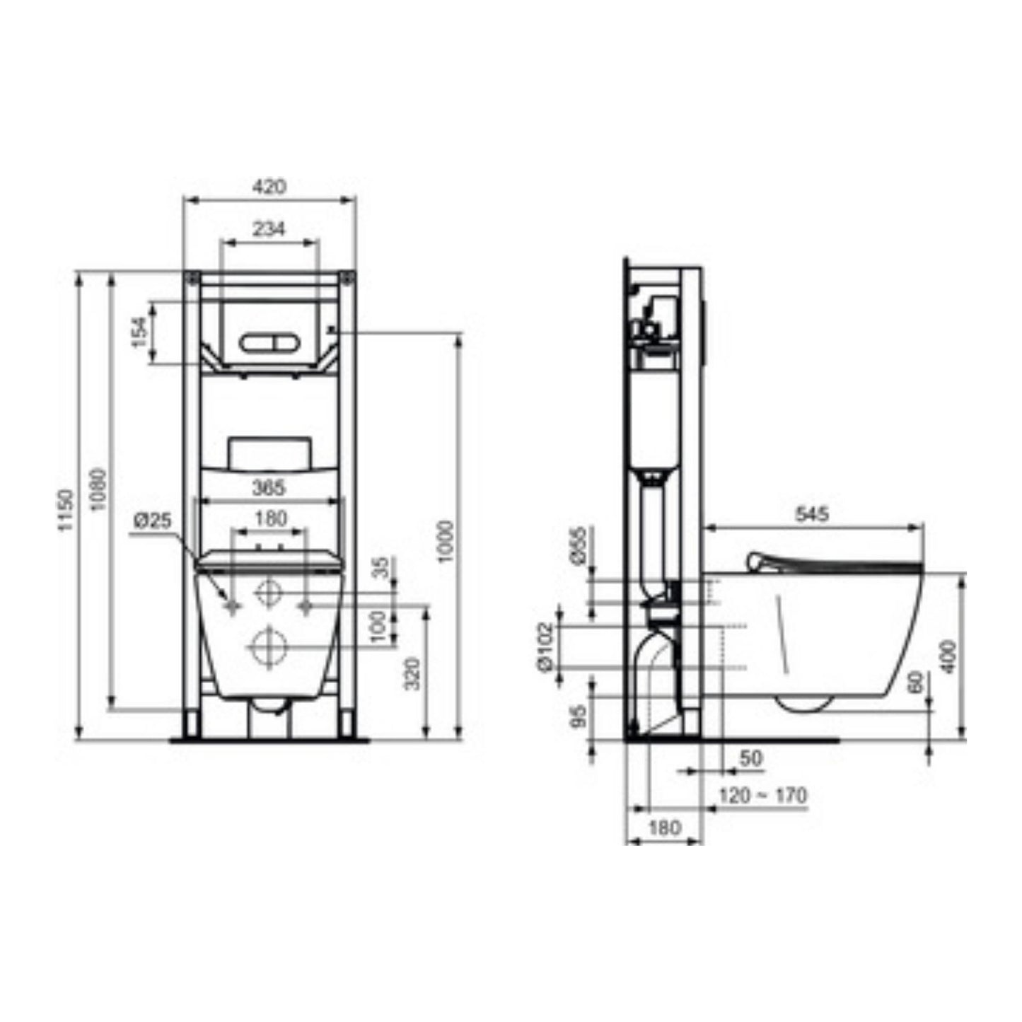 IDEAL STANDARD CONNECT VASO BIANCO SOSPESO AQUABLADE wc water bagno