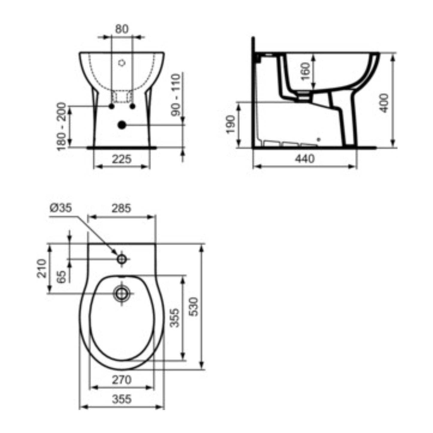 IDEAL STANDARD EUROVIT BIDET BIANCO A TERRA per installazione filo parete