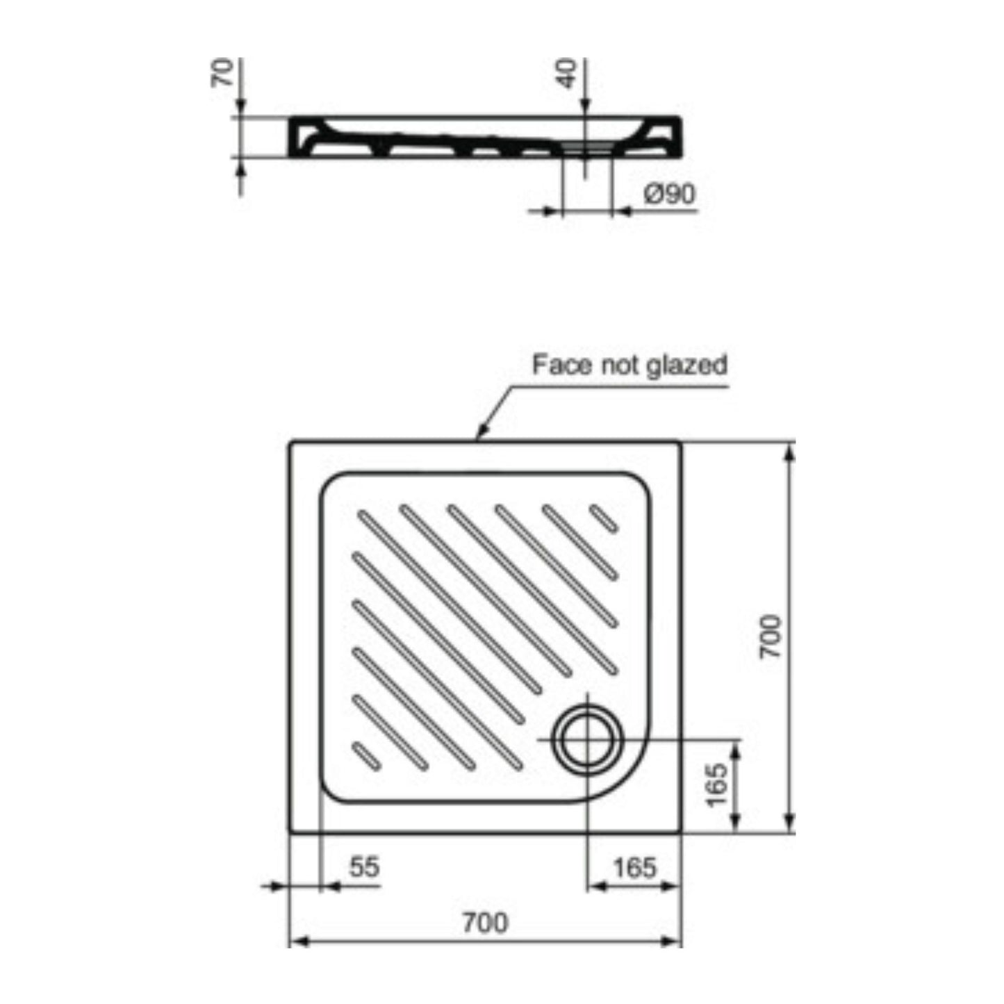 IDEAL STANDARD EUROVIT PIATTO DOCCIA QUADRATA BIANCO in ceramica 70x70x7cm