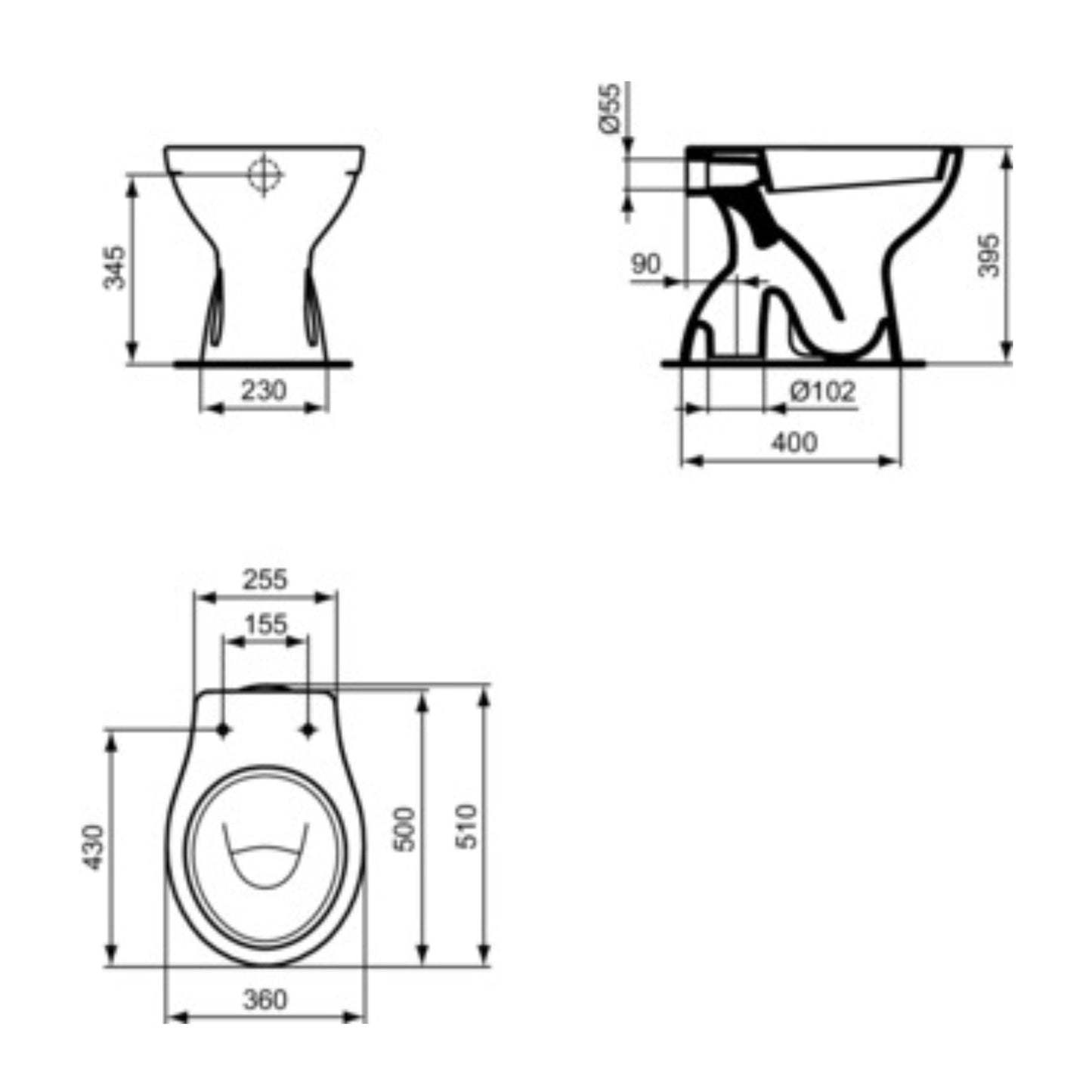 IDEAL STANDARD EUROVIT VASO BIANCO A CACCIATA A PAVIMENTO wc water bagno