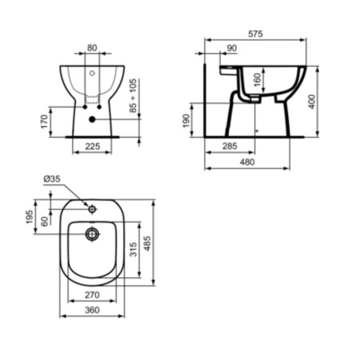 IDEAL STANDARD I.LIFE A BIDET BIANCO a terra monoforo per bagno