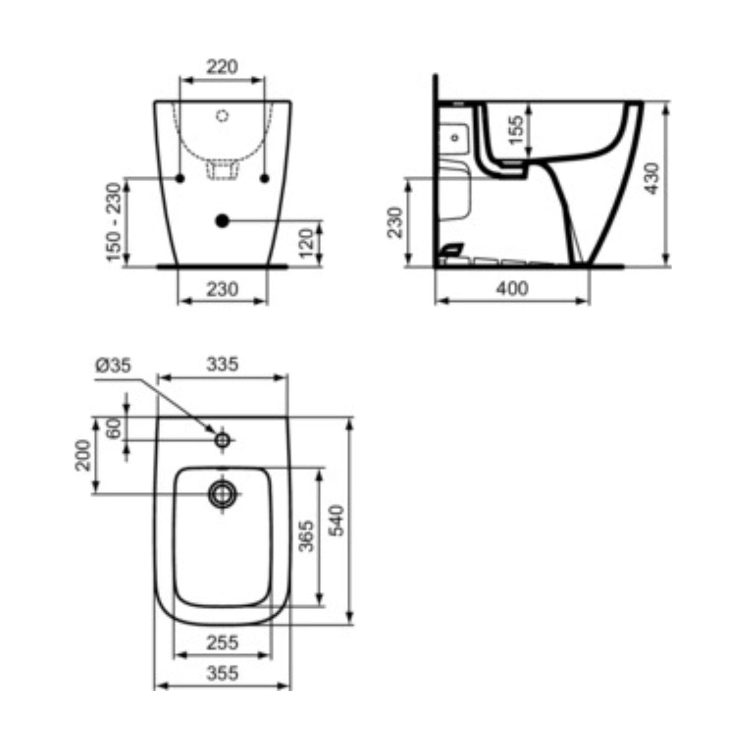 IDEAL STANDARD I.LIFE B BIDET BIANCO A TERRA UNIVERSALE FILO PARETE per bagno